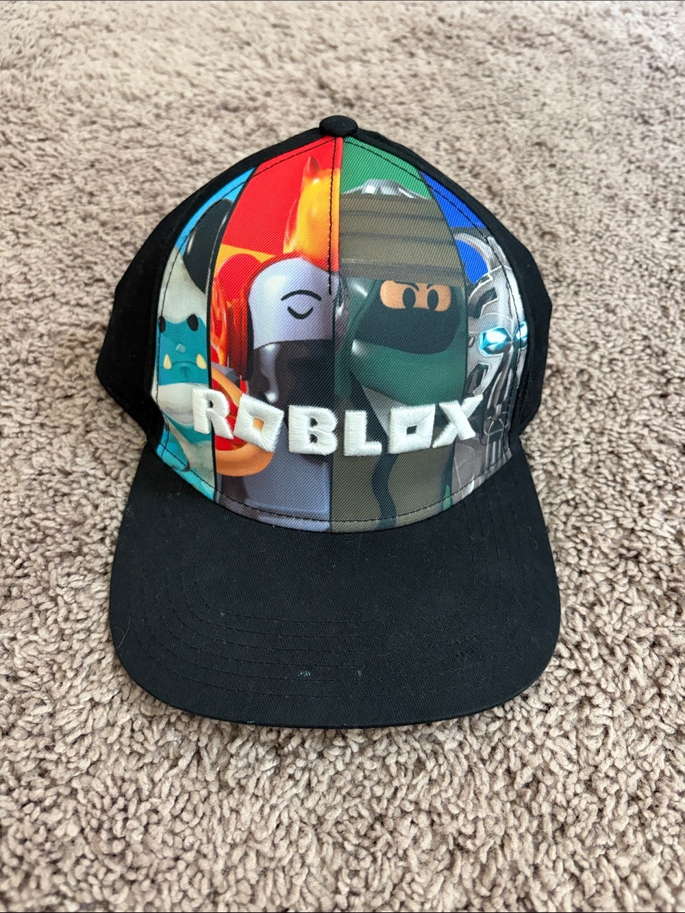 Kids Black Multicolor Roblox Snapback Hat